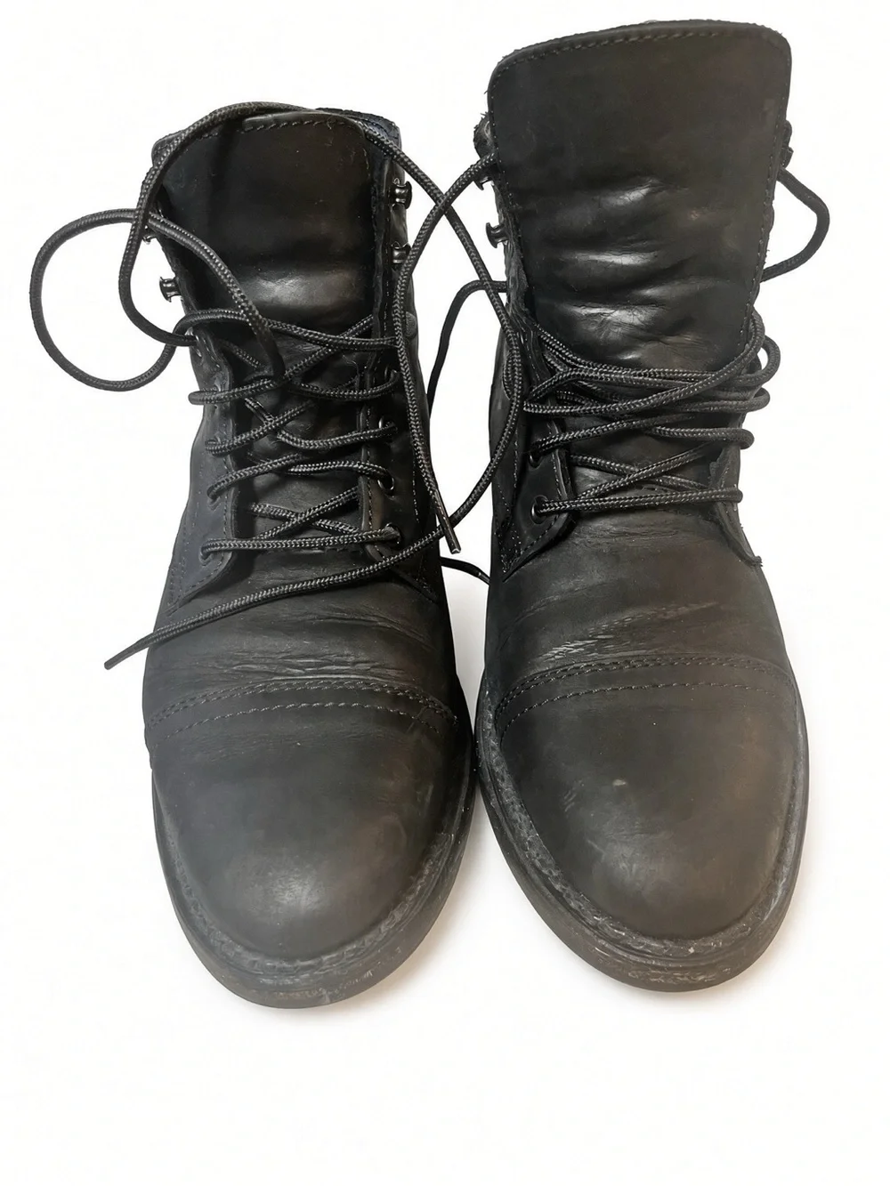 Thursday Boot Co Black Matte Captain Lace Up Leather Boots Men's Size 8 Wide